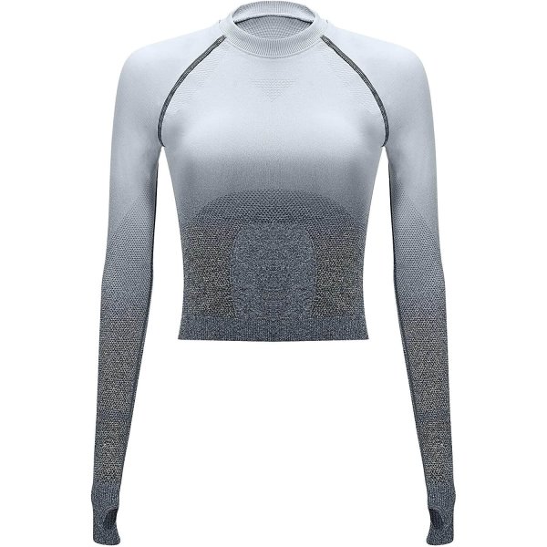 Black/Light Grey Lady Breathable Long Sleeve Wear For Workout